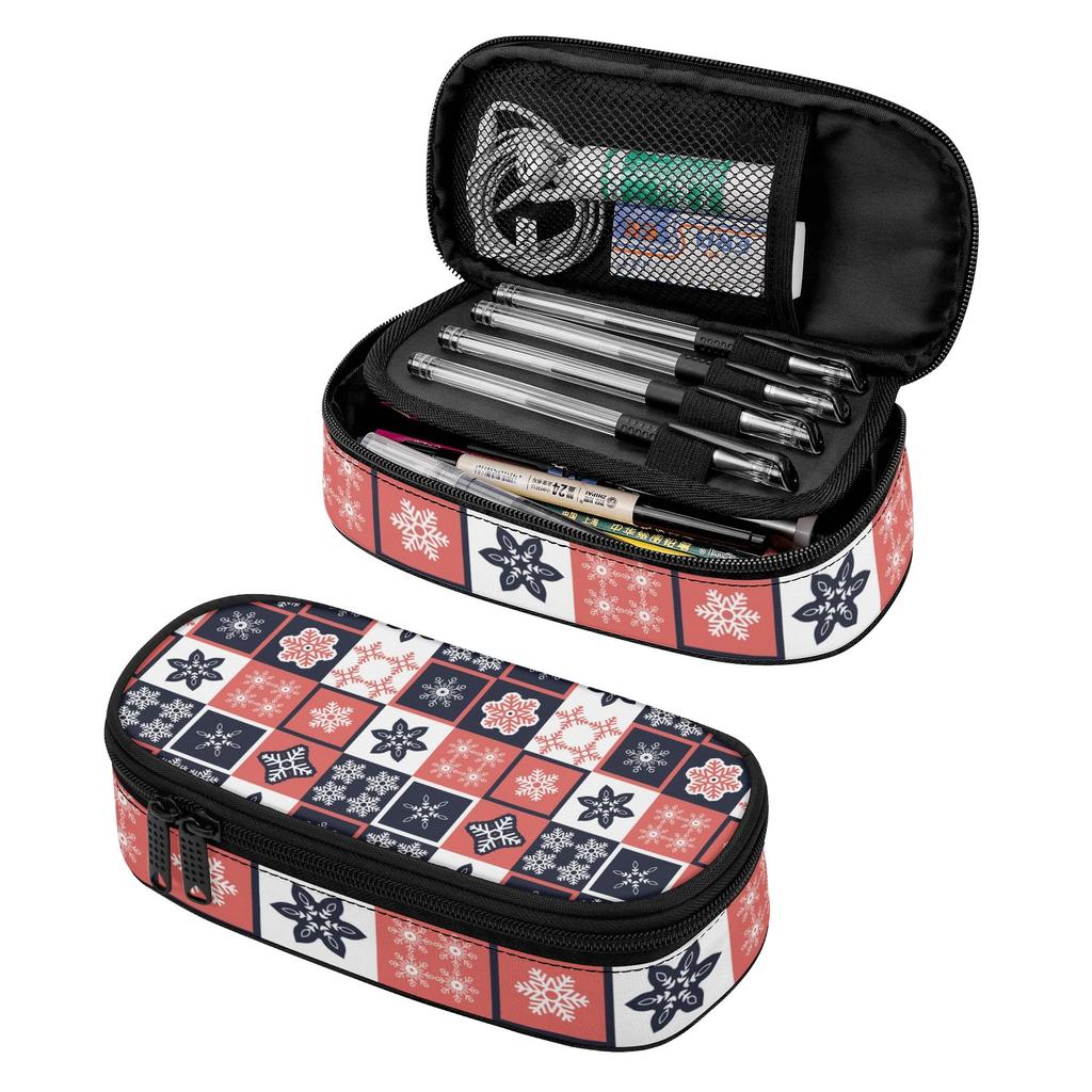 Pen Case 300D Polyester Printed Zip Around Closure with Removable Pen Slot Divider Mesh Pocket and Main Storage for Students