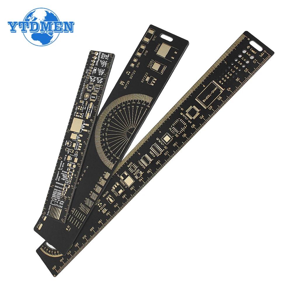 PCB Ruler Multi-functional Measuring Tool 15cm/20cm/25cm Resistor Capacitor Chip IC SMD Diode PCB Reference Ruler, for Arduino