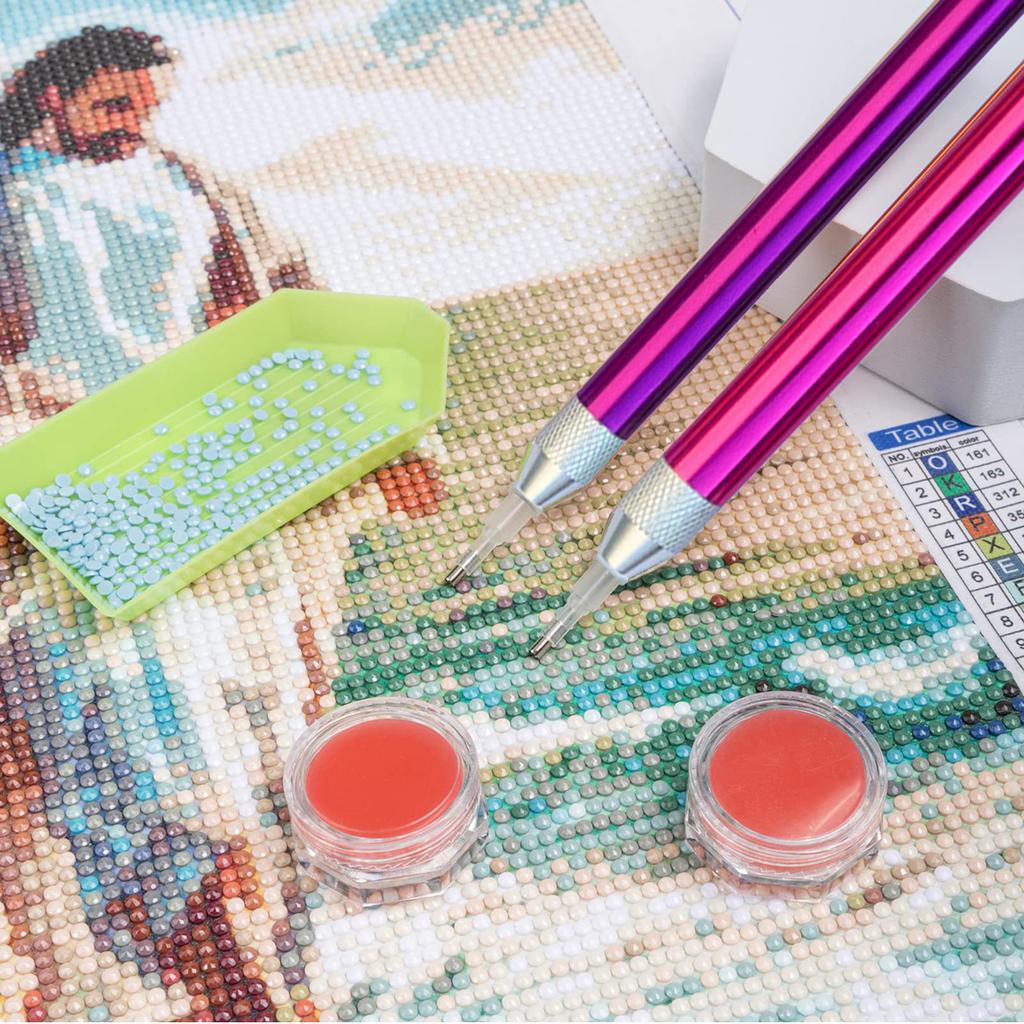 2pcs/Set 5D Diamond Painting Lighting Point Drill Pen Square/Round Drill DIY Portable Diamond Painting Drawing Tool