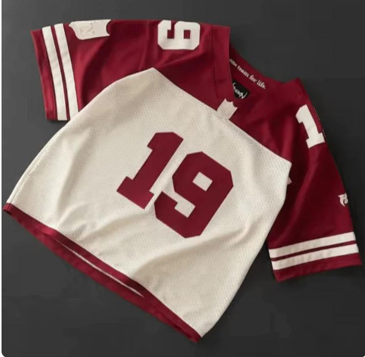 

Унисекс Винтажная Уличная Летняя Спортивная Футбольная Повседневная Парная Футболка Y2K Харадзюку Хип-хоп С Пэчворком С Коротким Рукавом Мужская L