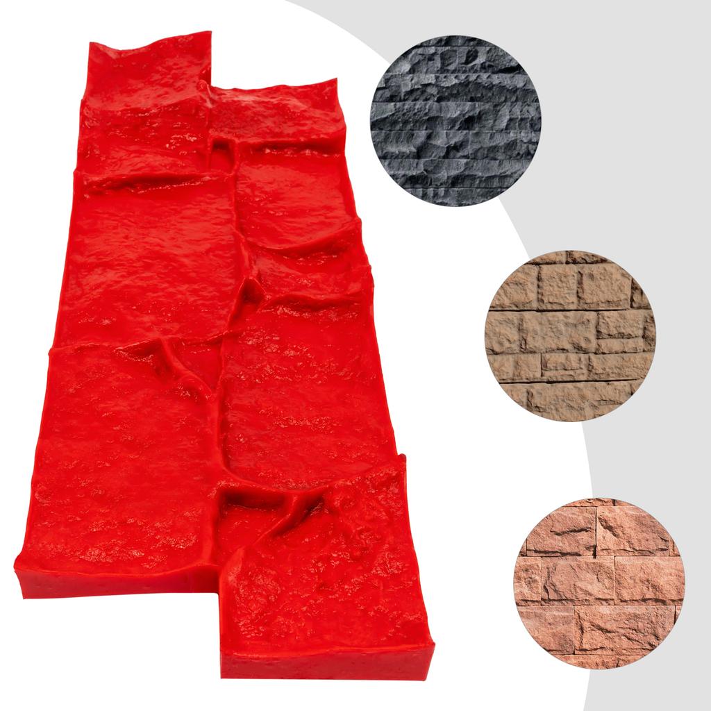 Red PU Concrete Mold,Rectangle Concrete Texture Mold 200*590mm/300*600mm for Courtyard Paths,Driveways