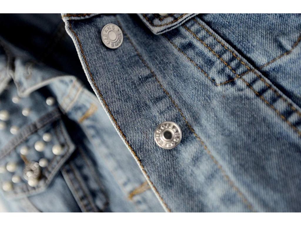 Women's Plus Size Studded Rhinestone Denim Jacket with Pearl Beading