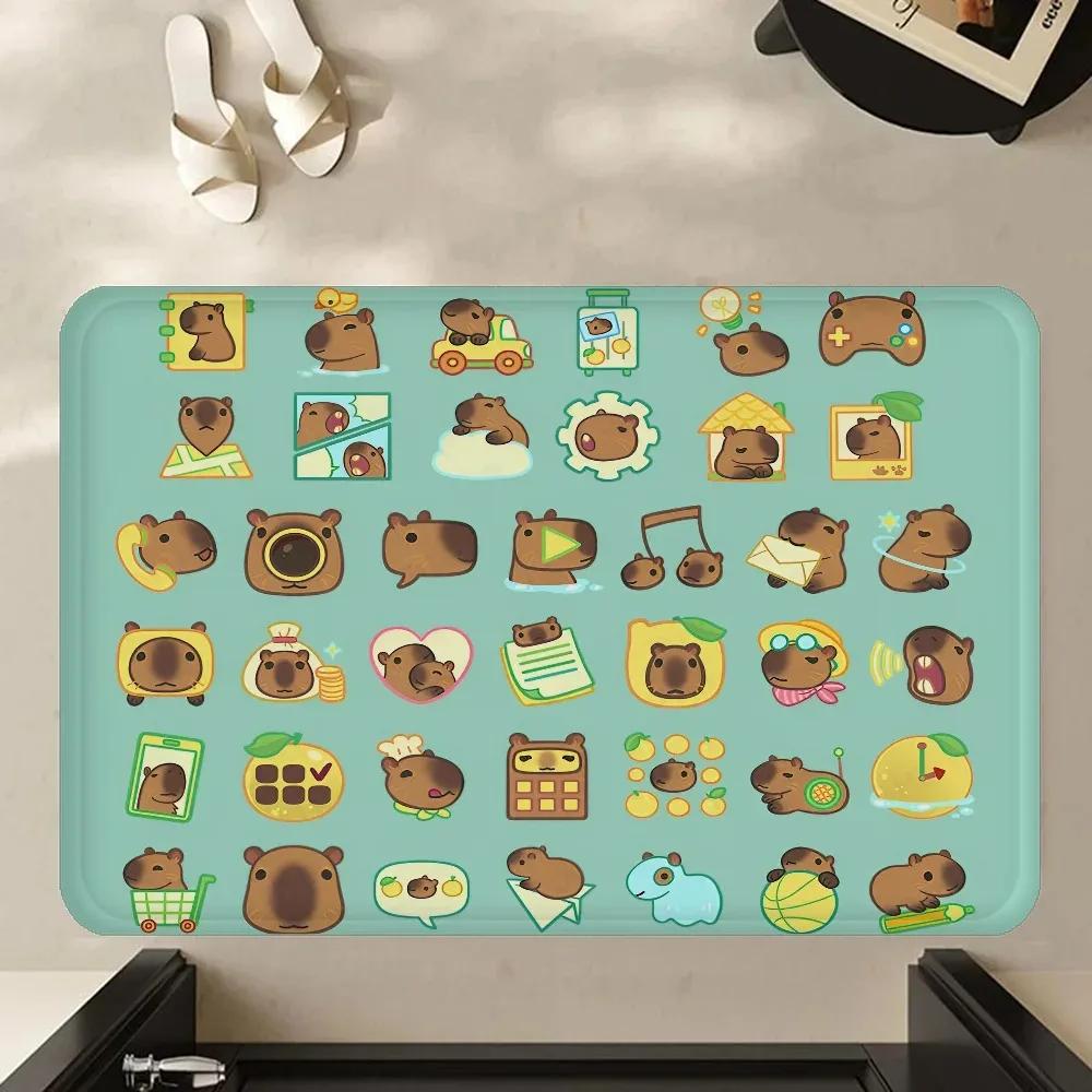 

Cute Capybara Pattern Door Mat Polyester Kitchen Entryway Rug Bathroom Bedroom Entrance Doormat Indoor Outdoor Home Carpet 40cm x 60cm