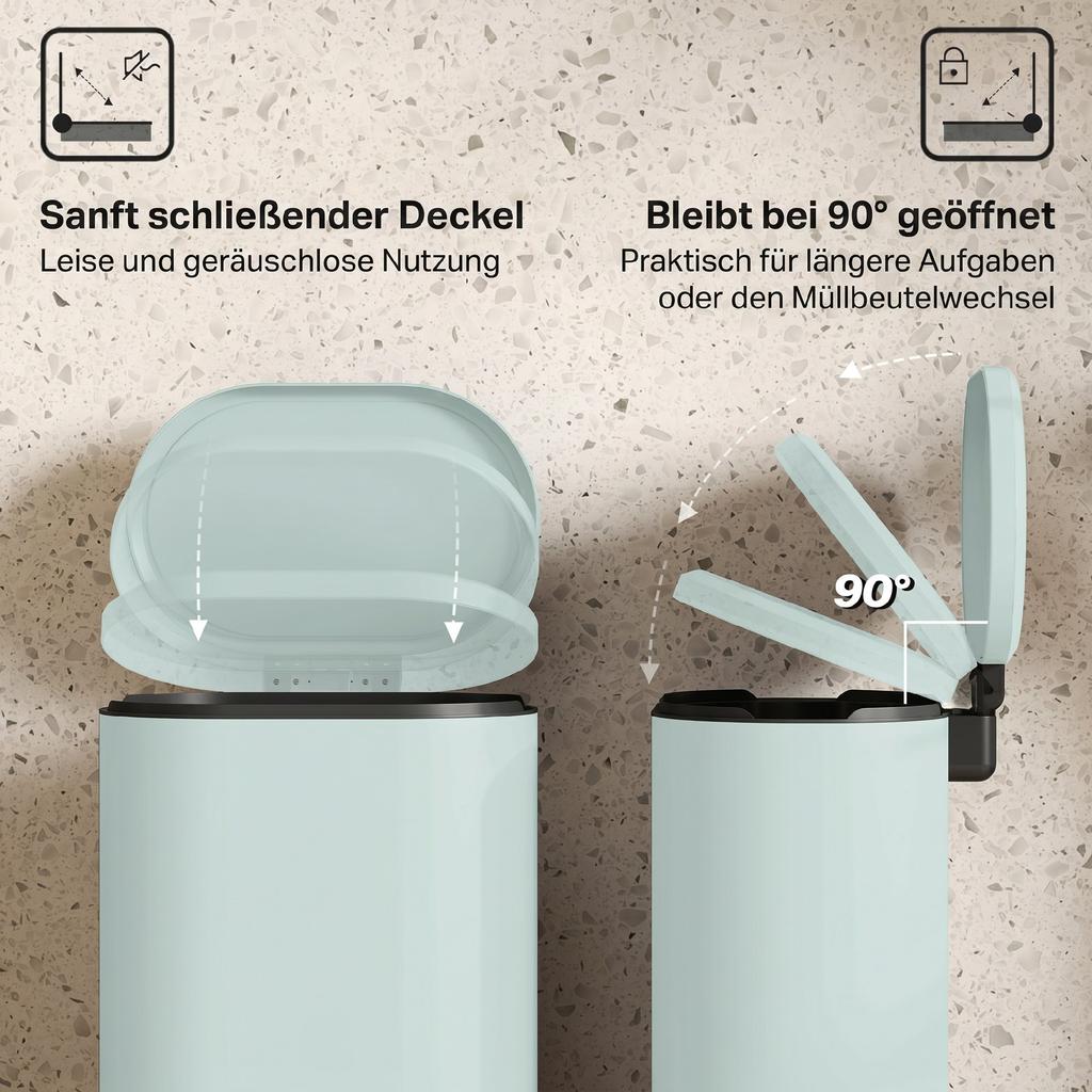30 L Modern Curved Kitchen Bin - Green