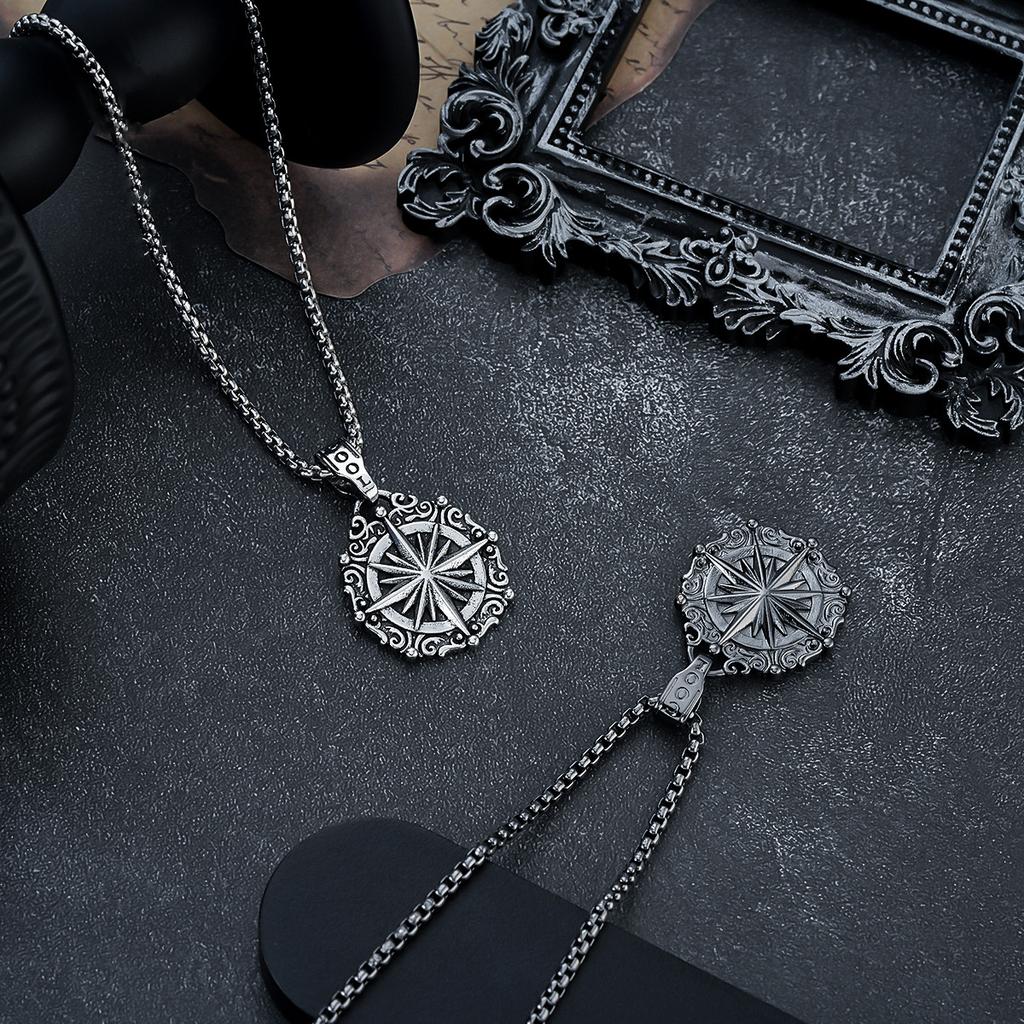 Rund Kompasshalsband i Vikingastil för Män