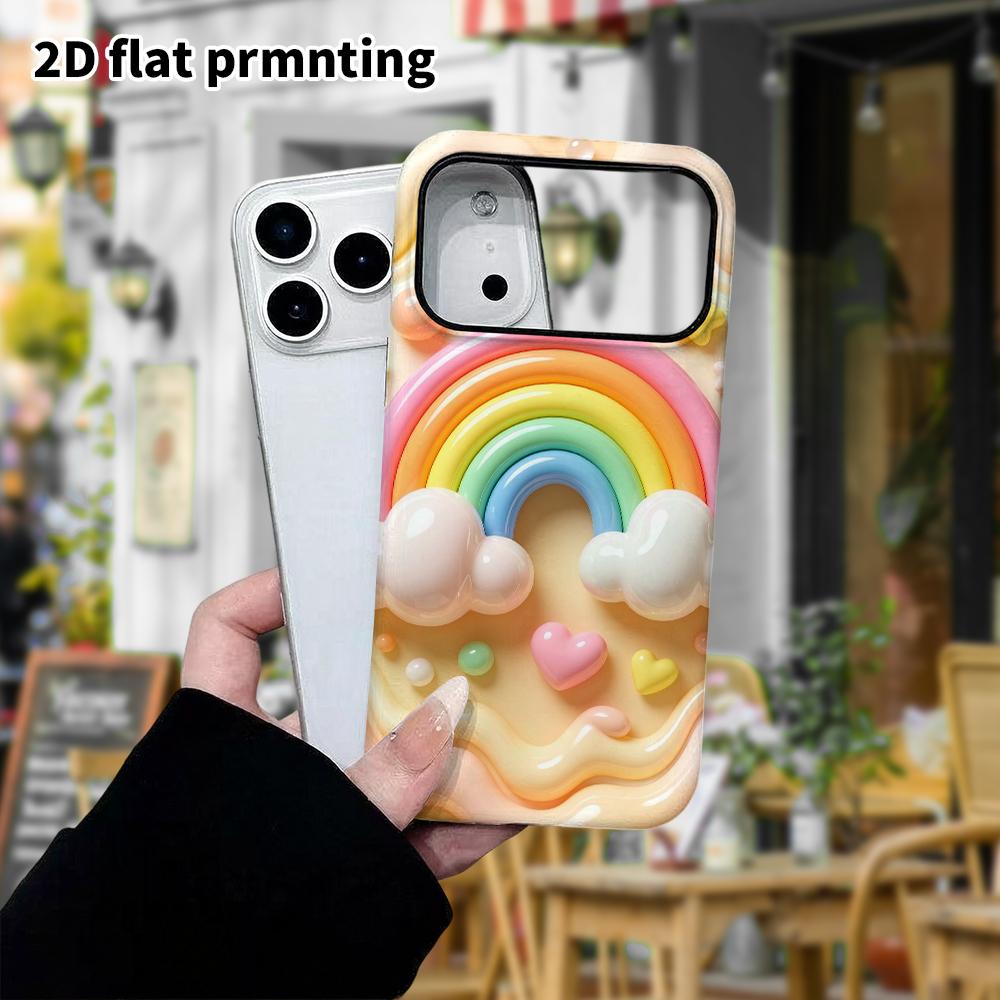 Phone Case: 2D Flat Design Suitable for iPhone 18 17 16 15 14 13 Pro Protective Case, Macaron Rainbow, Perfect Christmas and Halloween Holiday Gift