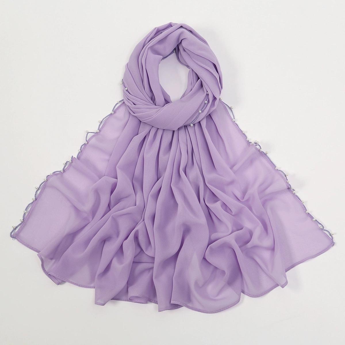 

Малайзия Индонезия Новая Жемчужная Цепочка Шифоновый Платок Шаль Тюрбан Повязки на Голову 70x180cm