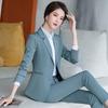 Outono feminino formal de duas peças blazer e calça ternos definir manga longa trabalho wear elegante terno mulher