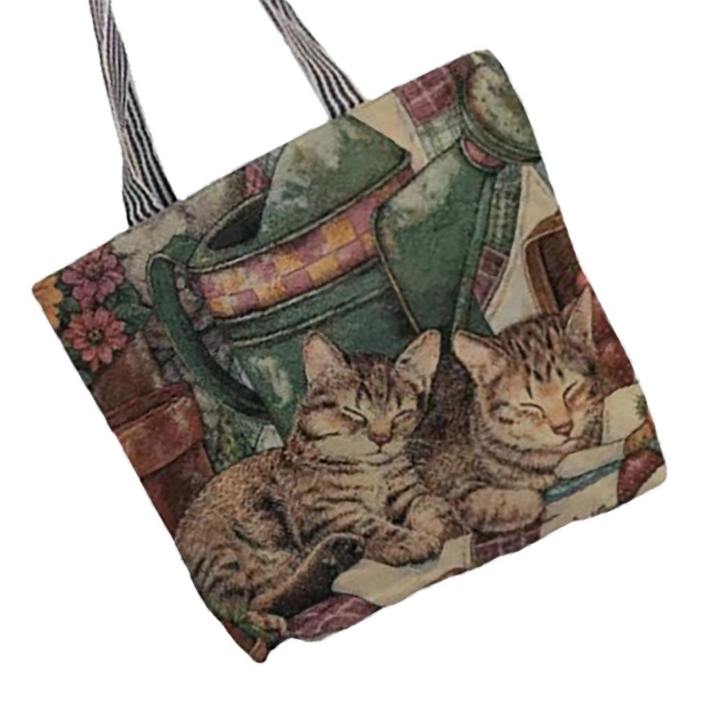Vintage Canvas Bag Single Sided Embroidery Exquisite Ethnic Style Canvas Shopping Bag for Shopping Gift