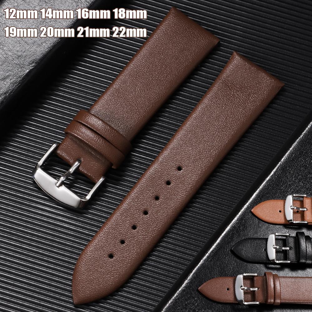 12mm 14mm Ultra-dünnes Leder Uhrenarmband Universelles Weiches Uhrenband 16mm 18mm 19mm 20mm 21mm 22mm Damen Herren Ersatzarmband