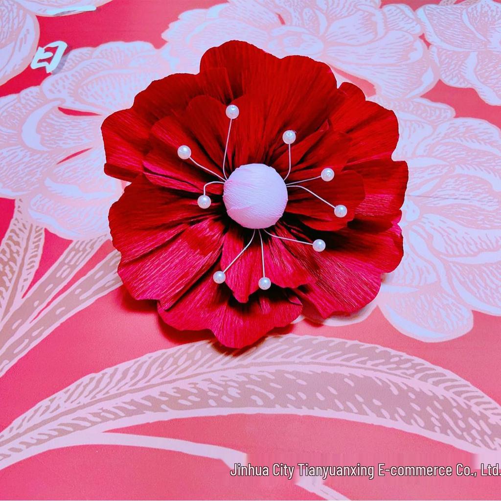 3D Pearl Creased Paper Flowers for Wedding and Party Decoration