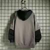 Autunno e Inverno Retro Marea Marca Tendenza Felpa in Pile Finto Due Pezzi da Uomo Ins Abbinamento Colori Versione Coreana Felpa con Cappuccio Larga