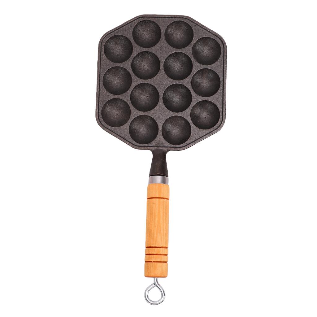 Sartén para Takoyaki de 14 Agujeros de Hierro Fundido Antiadherente con Mango Desmontable Fabricante Anti quemaduras de Bolas de Pulpo