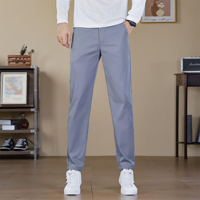 Men's new trousers straight business gentleman casual pants daily versatile men's anti-wrinkle drape blue pants men