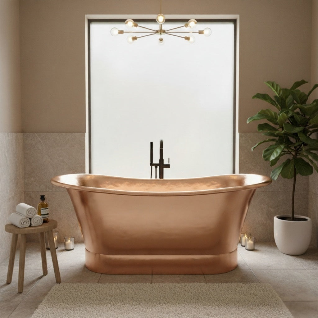 Straight Base Copper Bathtub Nickel Inside