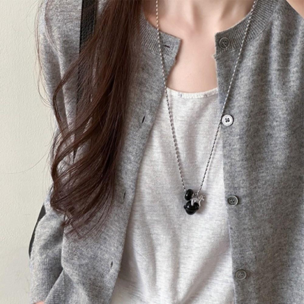 Long Horse Pendant Necklace Silver Plated Y Neck Chain Vintage Enamel Pendant Necklace  for Women