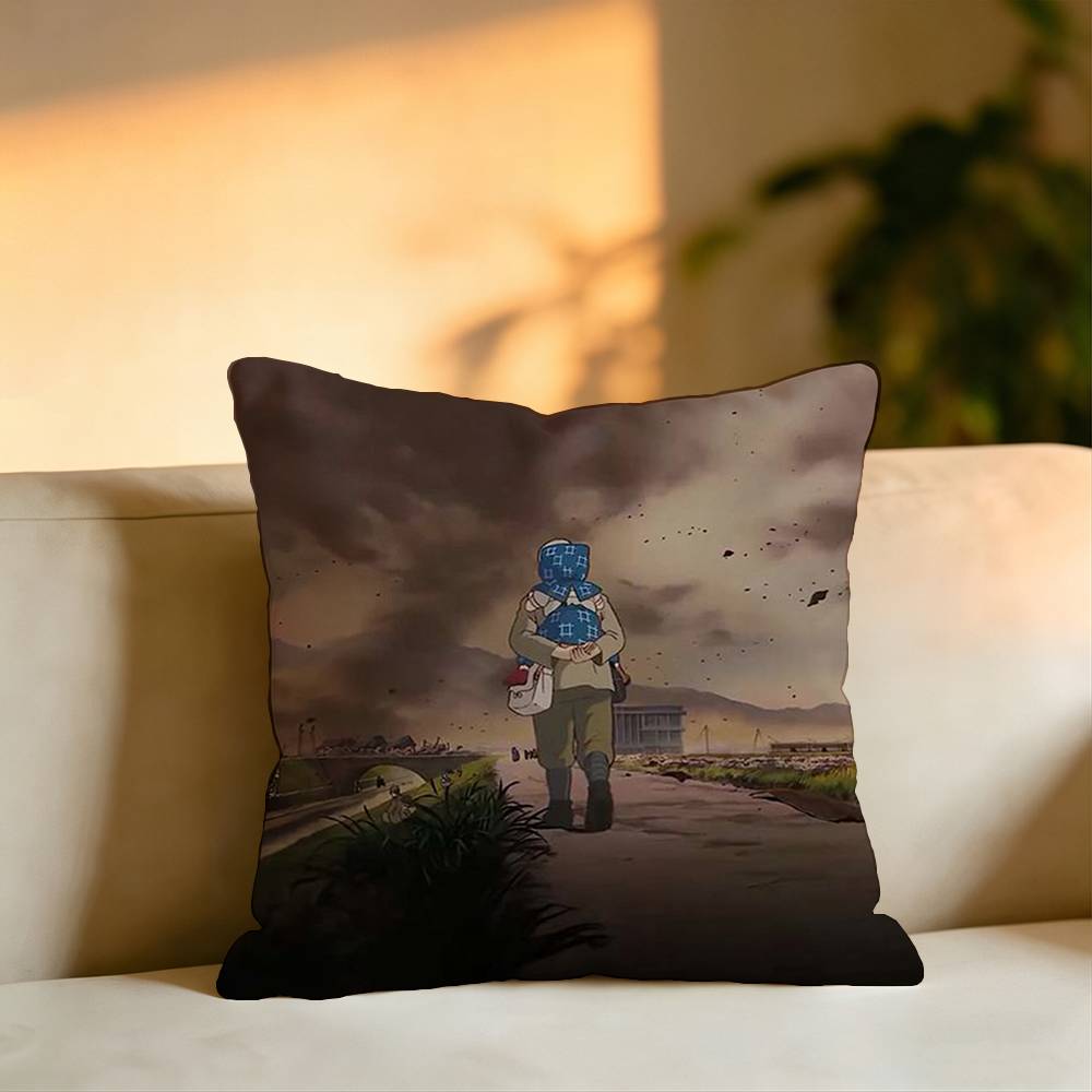 Anime Grave of the FFireflies Pillow Case Square DoubleSided Sofa Cushion Cover Bedroom Bedside Pillow