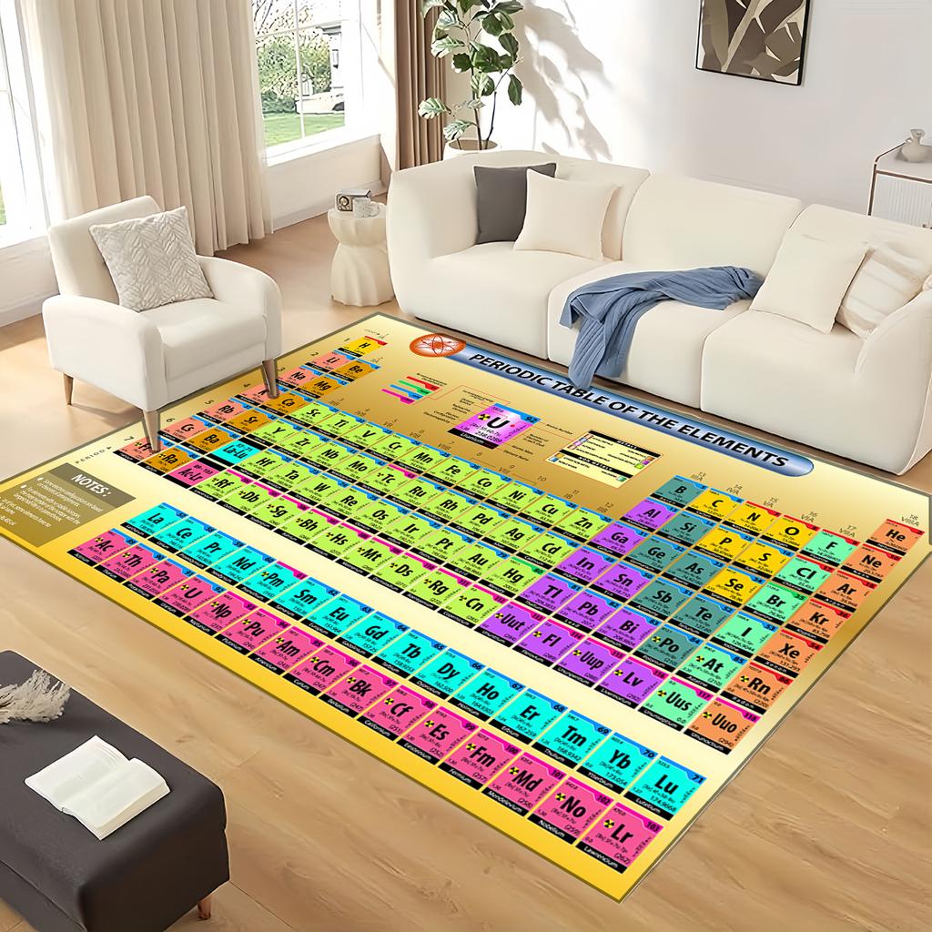Retro Periodic Table of Elements Physics Formula Area Rug Carpet for Living Room Bedroom Home Decor,Non-slip for Sofa Doormat