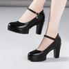 Fashion Cowhide Women's High Heel Shoes with Heels Platform Mary Jane Shoes Women Pumps Office Work Shoe Women's Wedding Shoes 32-43