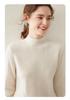 Women's Cashmere V-Neck Twill Sweater - Half-High Collar, Long Sleeve, Loose Fit, Slimming Base Layer for Autumn & Winter.