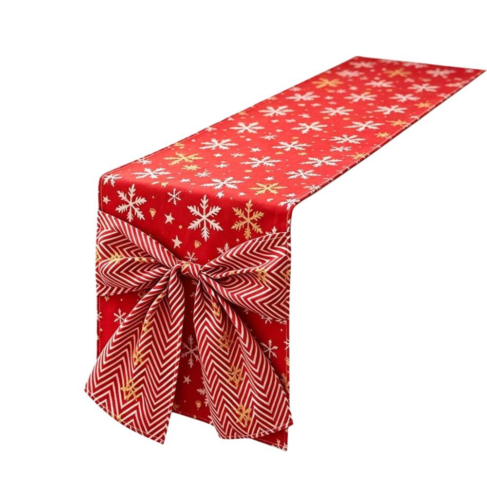 Bows Accents Holiday Table Runner Golden Accents Festive Table Decoration Winter Xmas