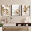 3PCS Frameless Nordic White Floral Golden Leaves Poster Wall Art Canvas Painting Prints Pictures Living Room Interior Home Decor