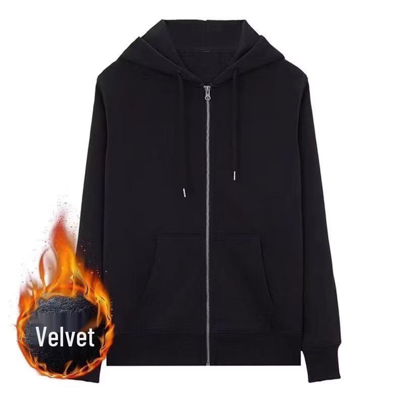 Herren Modische Kapuzen-Strickjacke mit Fleece-Futter, Frühling/Herbst Stil