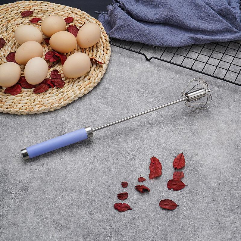 Stainless Steel Household Semi-Automatic Rotating Egg Beater Push-Type Egg Cream Baking Stirring Stick Manual Egg Beater