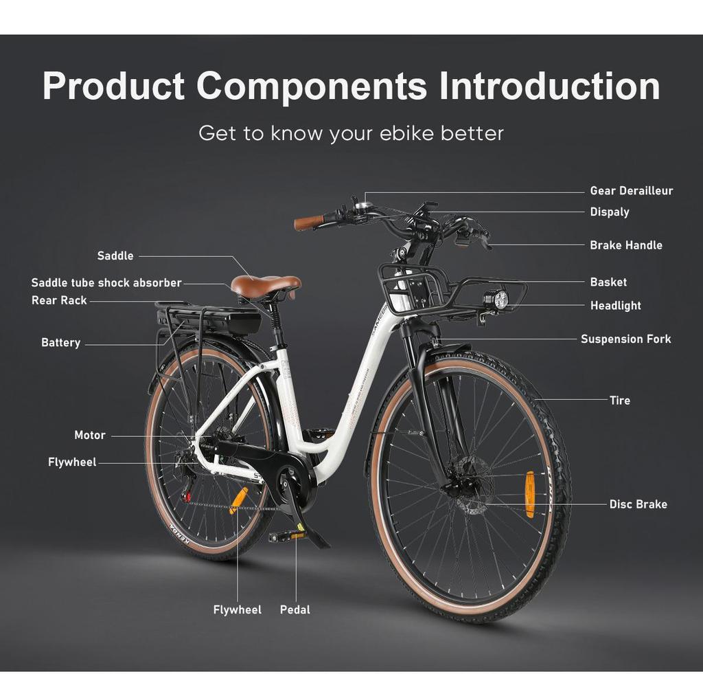 SAMEBIKE RS-A07 E-Bike 500W 36V13AH City Travel Electric Bicycle Aldult 28-inch Large Tire Triple Shock Absorption Electric Bike