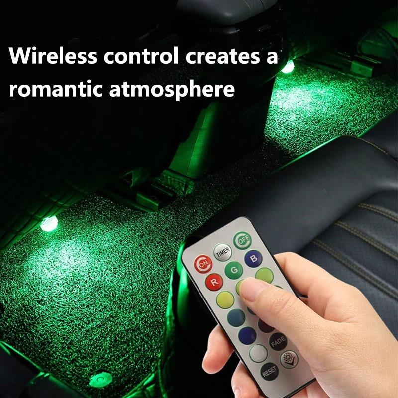 Wireless Adhesive LED Car Interior Ambient Light Remote Control Decor Auto Roof Foot Atmosphere Lamp Bicycle Tail Light