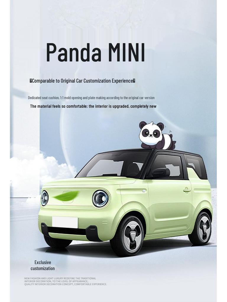 Panda Cartoon Leather Seat Covers for MINI - Full Wrap, All-Season, Cute Design