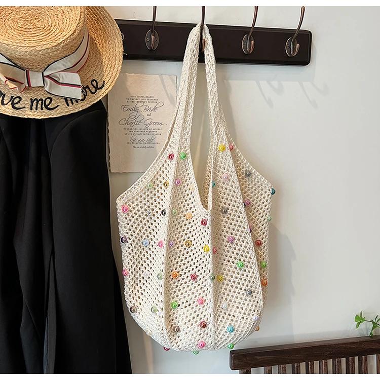 Woven Beaded Casual Women's Shoulder Bag New Fashionable and VersatileTote Bag Shopping Handbag