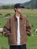 Vintage Coffee-Colored Retro Japanese Lapel Jacket - Men's Casual Streetwear