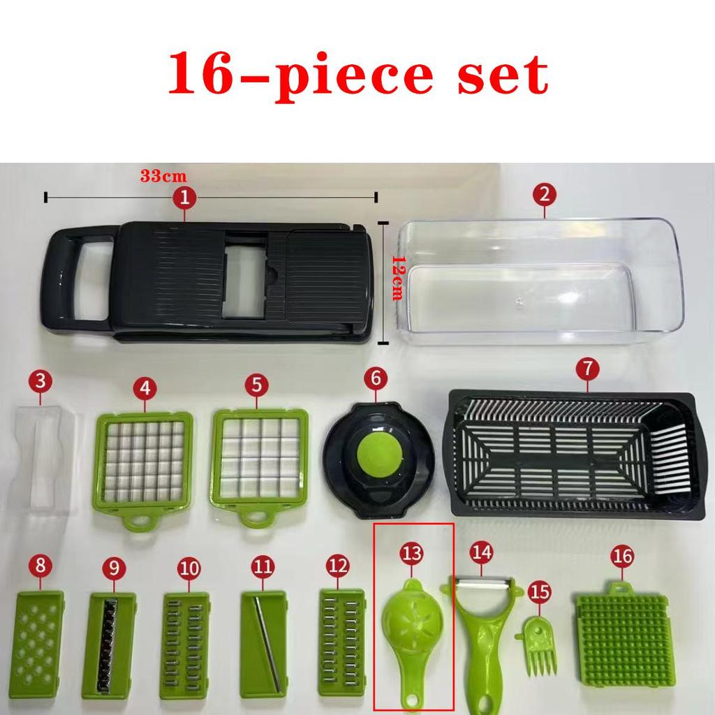 Tagliaverdure e Affettatrice Taglio a Cubetti per Cucina Taglierino Accessori per Cucinare Gadget Cose con Contenitore Protezione per le Mani Cestello Scolare