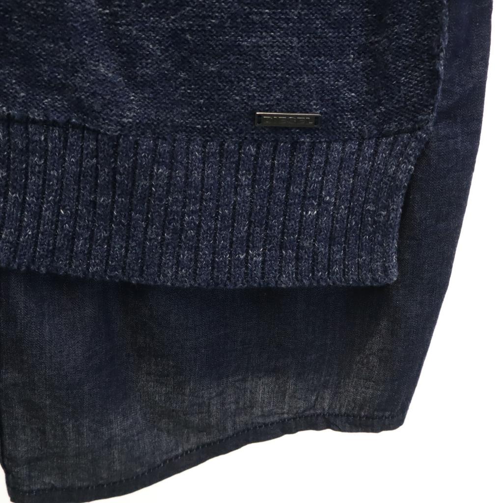 DIESEL Long sleeve Shirt layered V-neck knit cardigan XS Navy Women Used