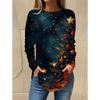 Camiseta de manga larga con cuello redondo y estampado 3D de copos de nieve con temática navideña, ropa de moda para mujer, ropa informal Y2K, ropa Harajuku para mujer