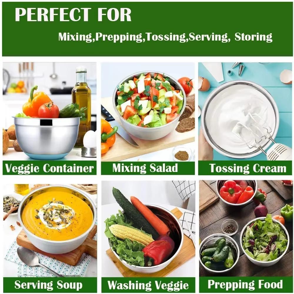 

Stainless Steel Salad Bowls Airtight Lids Storage Bowls New Mixing Bowl Orange