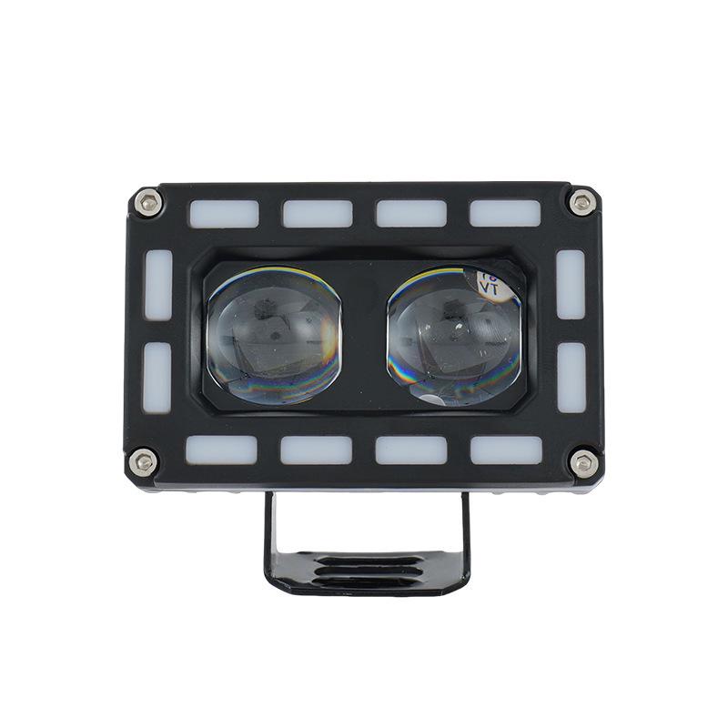 Motorcycle Three-Eye LED Spotlight with Halo, Waterproof High/Low Beam, for Trikes. Single Pack