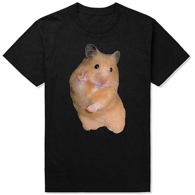 Funny Peace Sign Hamster Classic Graphic T-shirts Men Women's Fashion Casual Tshirt 100% Cotton Loose Oversized T Shirt Summer