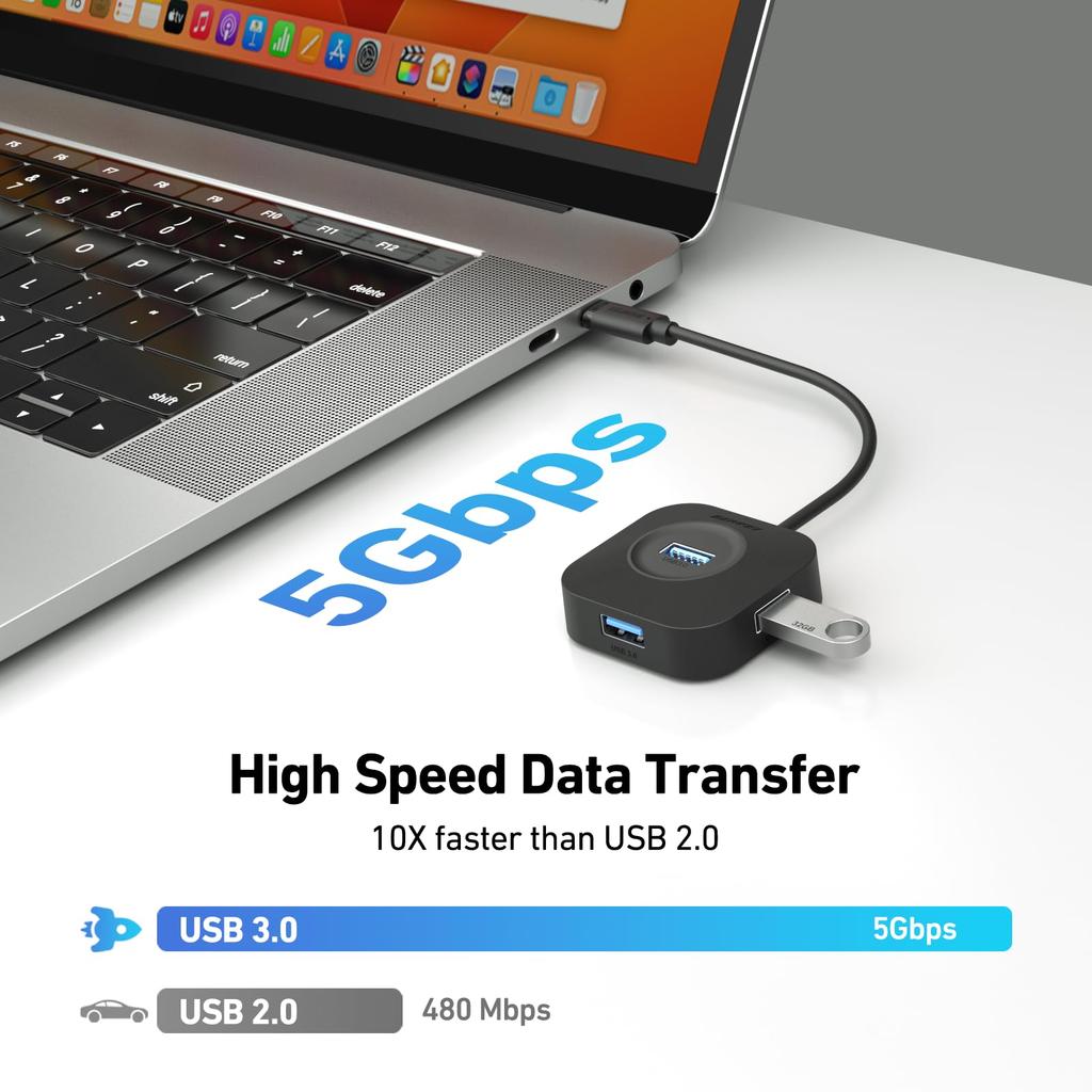 BENFEI USB C USB Hub with 5Gbps Data Type C USB C Splitter for Mac Flash Mobile HDD Hub, 4-Port 3.0 Transfer, MacBook, Pro, iMac, Surface, XPS, Drive,