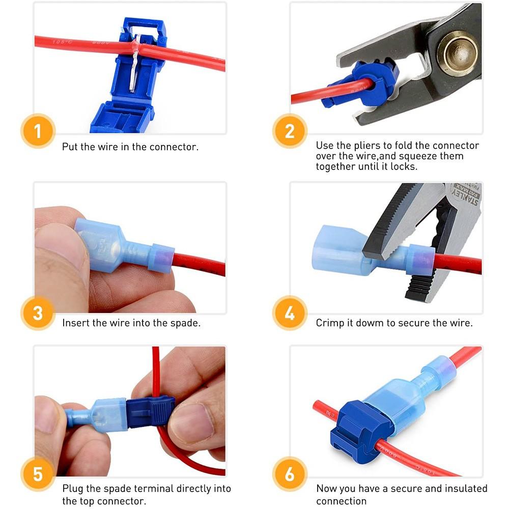 120Pcs T-Tap Connector Quick Electrical Cable Connector Snap Splice Lock Wire Terminal Waterproof Crimp Wire Terminal