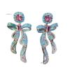 Light Luxury Shining Bow Zircon Earrings Women's Dinner Party Wedding High-end Stud Earrings Exaggerated Style Temperament Earrings