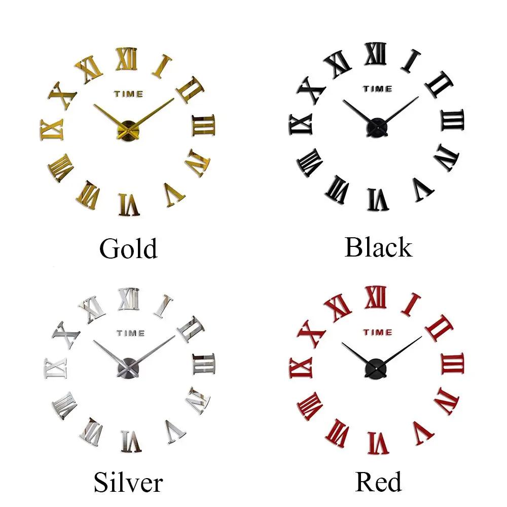 3D Large Roman Numerals Mirror Surface Acrylic Wall Sticker Wall Clock Home Office DIY Nordic Style Art Decoration Home Decor
