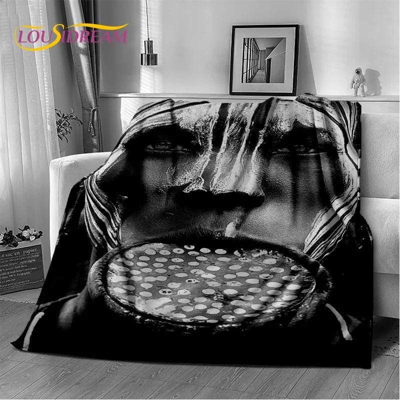 Classics Cartoon Africa Ethiopian Painting Art Blanket,Soft Throw Blanket for Home Bedroom Bed Sofa Picnic Office Travel Cover