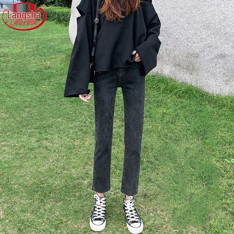 

Lonsa Women s High-Waist Straight-Leg Cropped Jeans 29 (106-115 lbs)