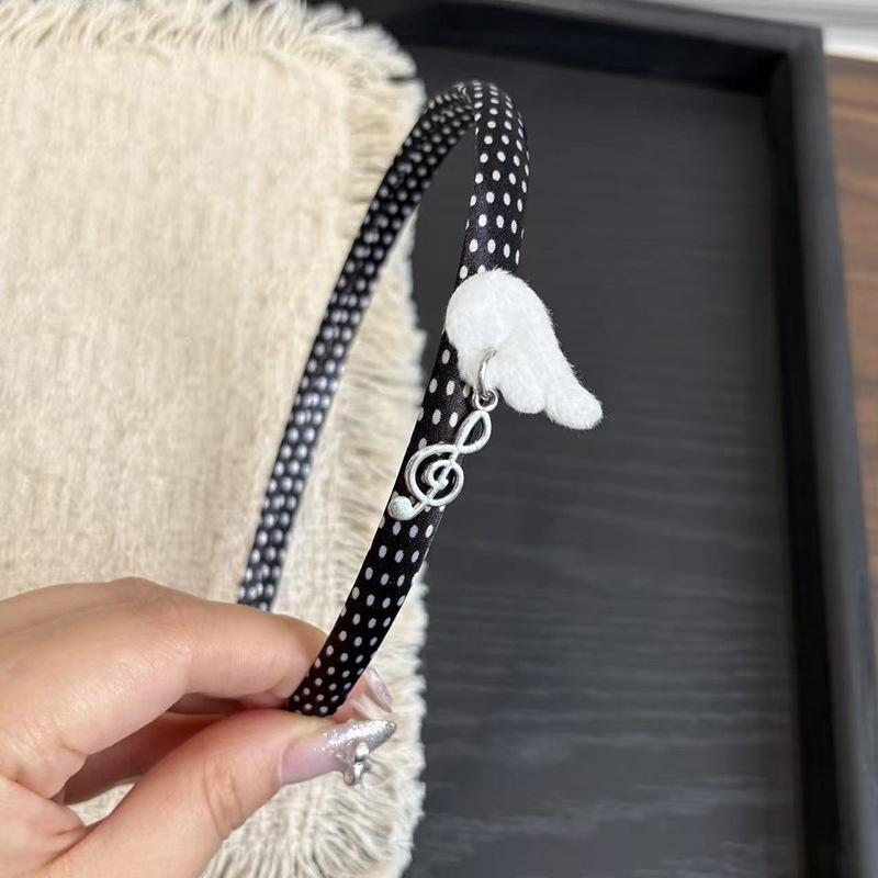 1Pcs New Cute Cartoon Polka Dot Music Note Headband, Sweet Girly-Style Hairband, Versatile Hair Clip And Hair Accessory