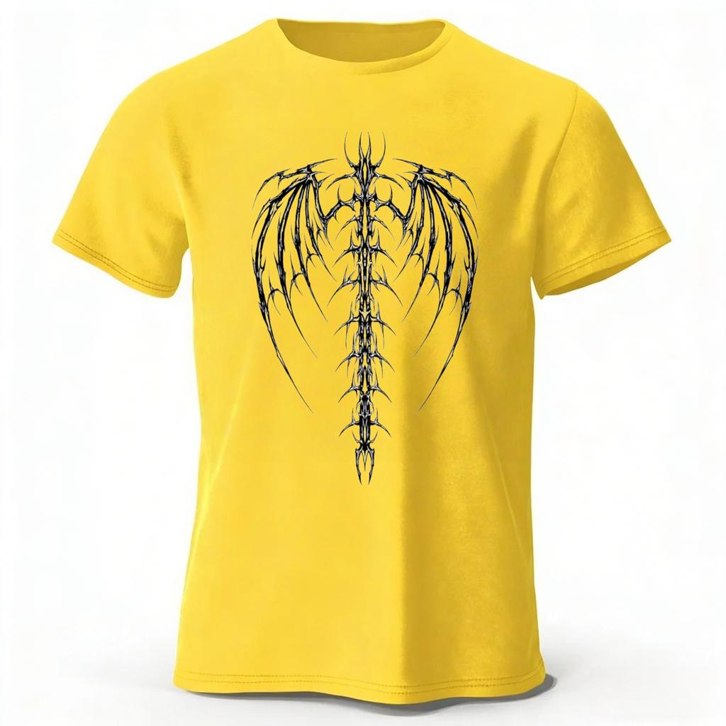New Dark Devil Spine Print Pure Cotton Short Sleeved Menswomens Loose Soft and Comfortable Tshirt for Street Fashion Top