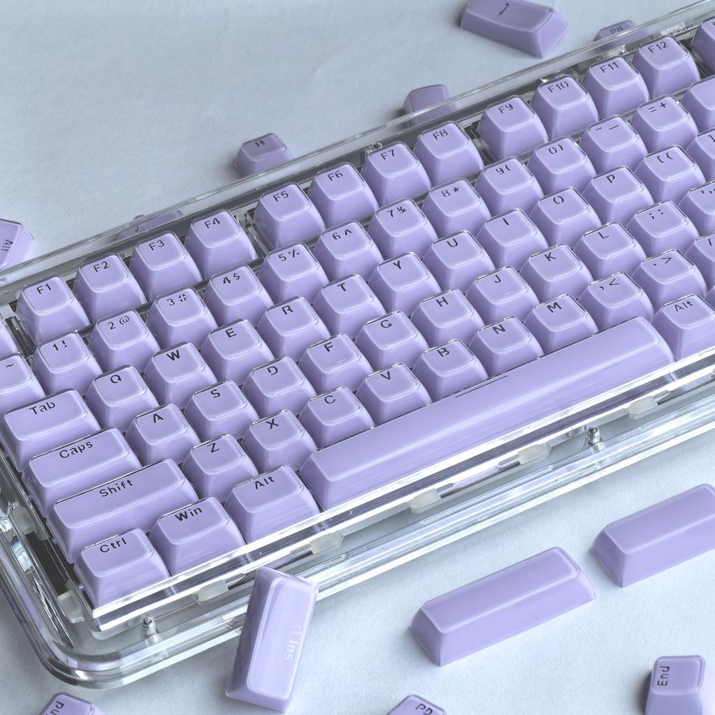 135Keys Crystal Purple Keycap Jelly Pc Oem 2.25/2.75U Space Bar Iso Layout Alice For Aula F75/F99/F75Pro Translucent Keycap