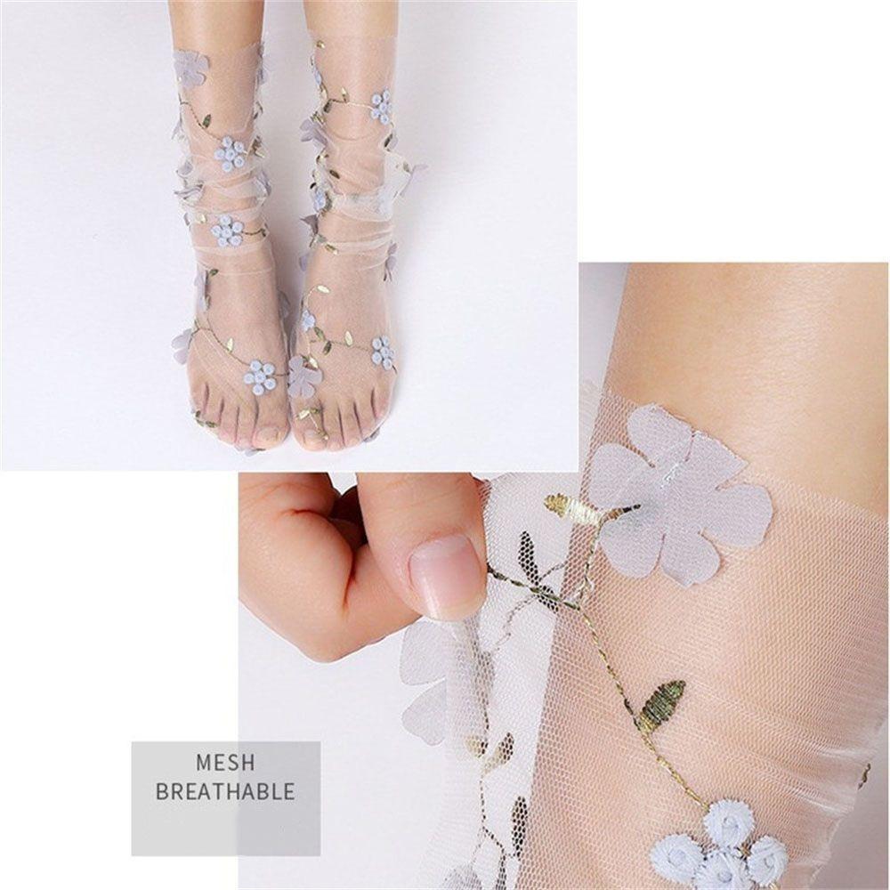Breathable Tulle Socks Transparent Long Socks Sweet Lace Socks  Women Girls