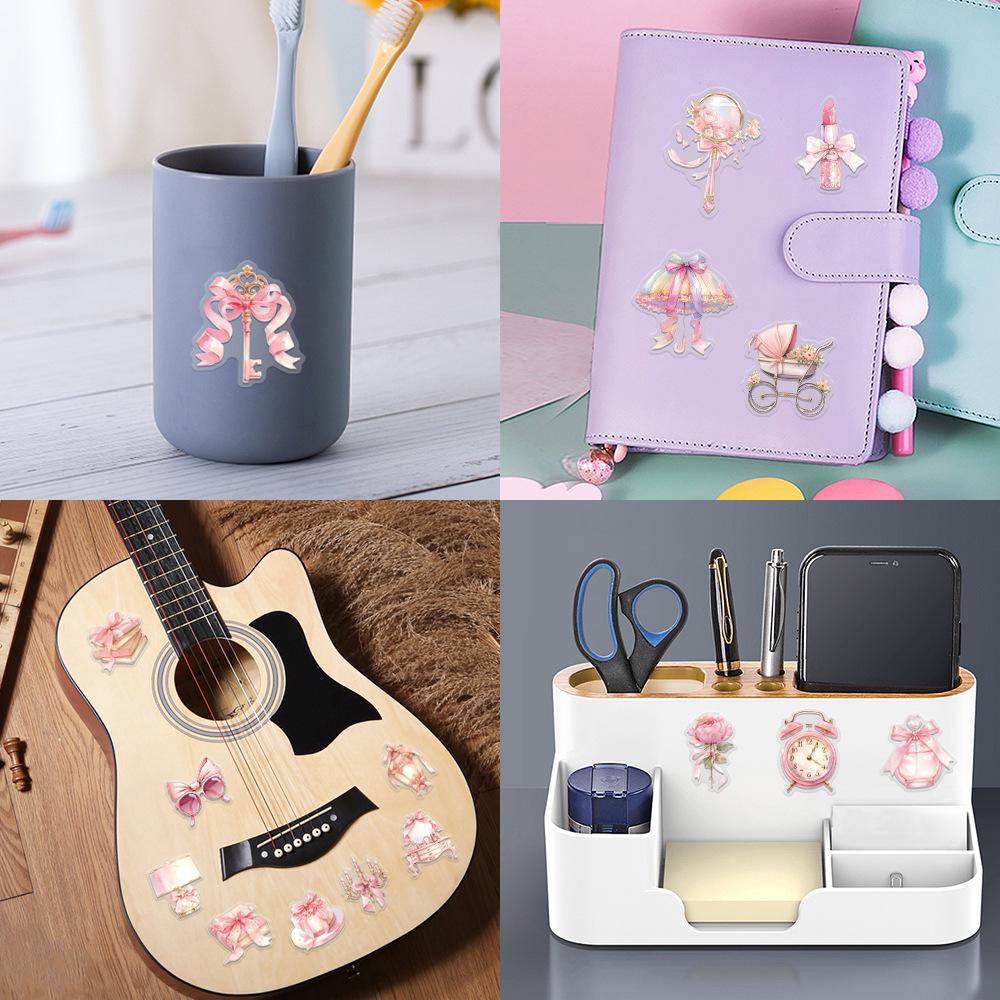Pink Coquette Waterproof PET Stickers - 60 Sheets for Journals, Decoration, and Guitar Notes
